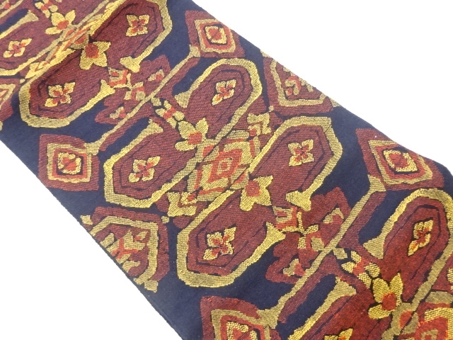 JAPANESE KIMONO / VINTAGE NAGOYA OBI / MAWATA TSUMUGI / WOVEN FLORAL PLANTS